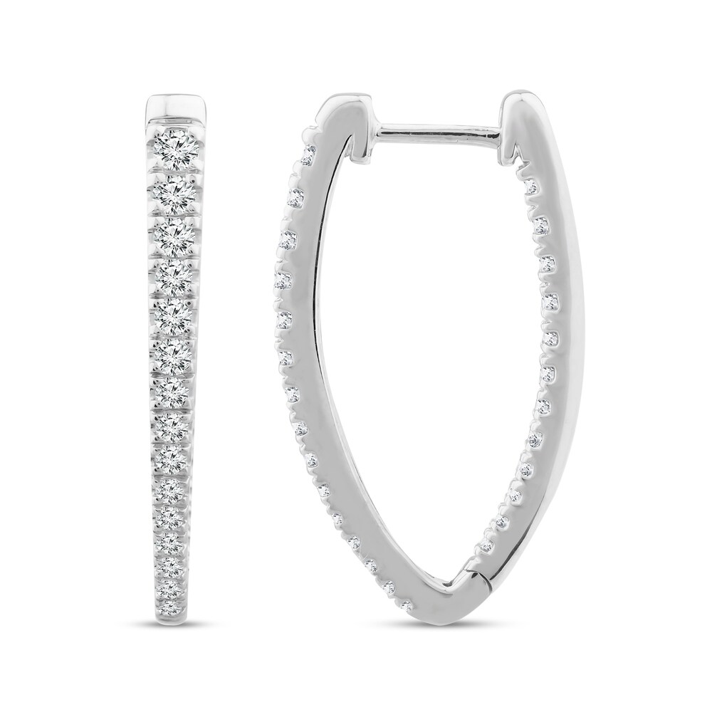 Diamond Hoop Earrings 3/4 ct tw Round 10K White Gold LdmQNvZd