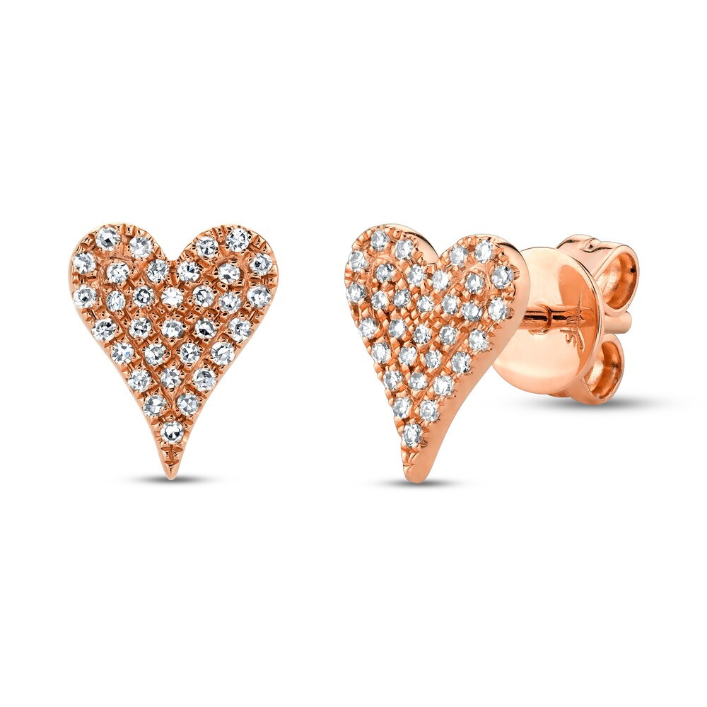Shy Creation Heart Earrings 1/10 ct tw Diamonds 14K Rose Gold SC55006930 Le3DhQh8 [Le3DhQh8]
