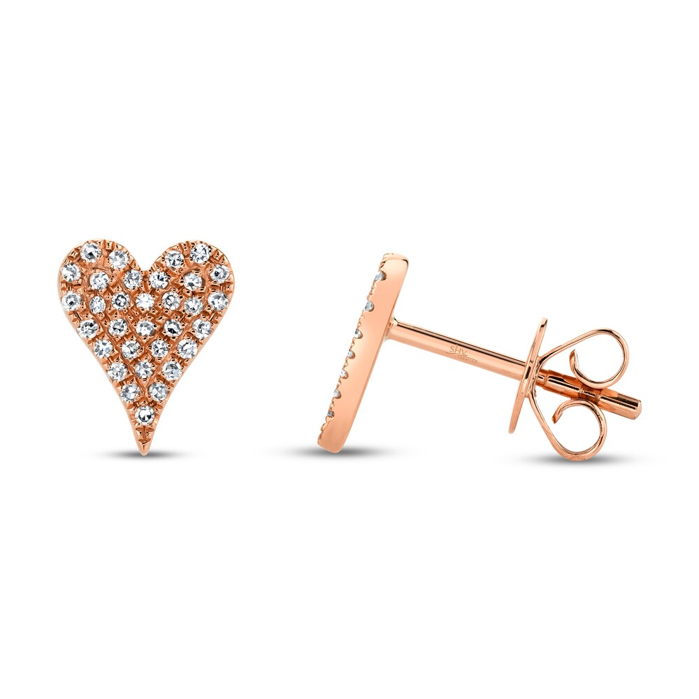 Shy Creation Heart Earrings 1/10 ct tw Diamonds 14K Rose Gold SC55006930 Le3DhQh8