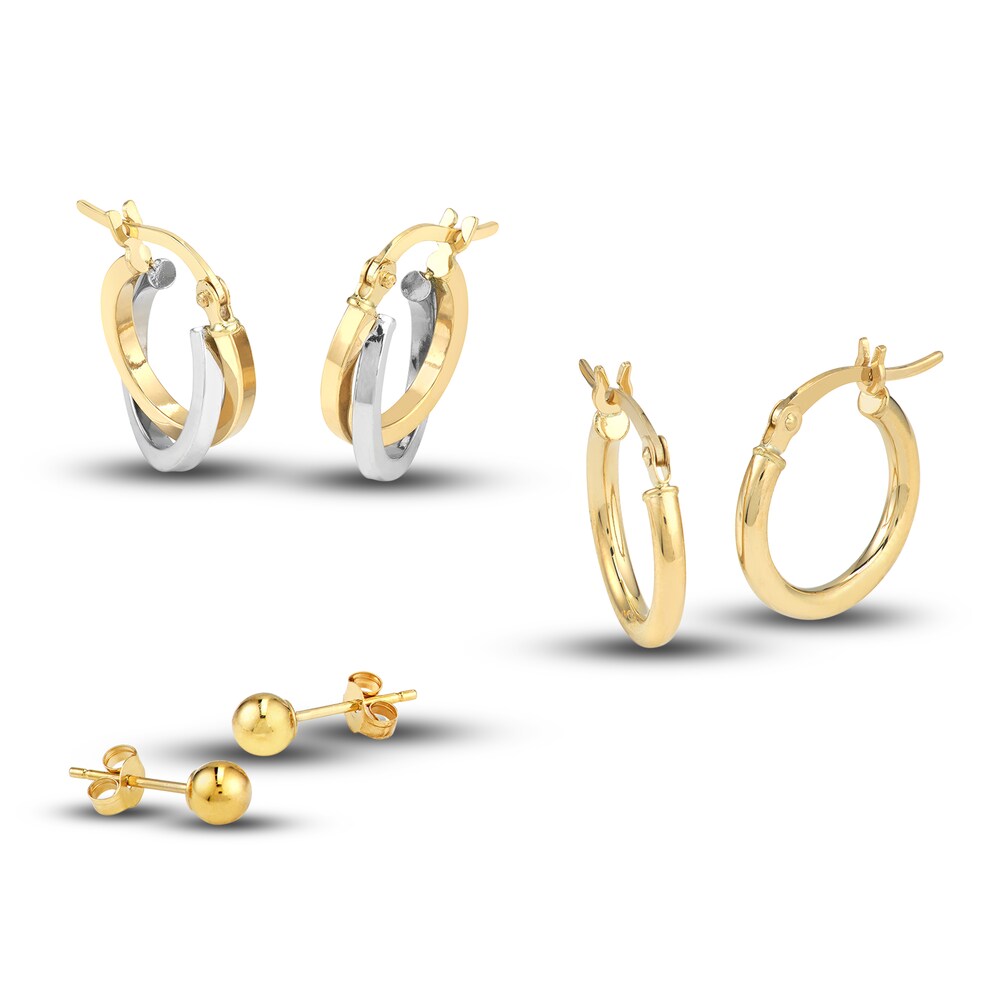 Ball and Hoop Earring Set 14K Yellow Gold LeY2uT4E