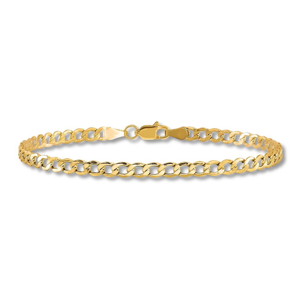 Curb Chain Anklet 14K Yellow Gold 9" LfAU52j0