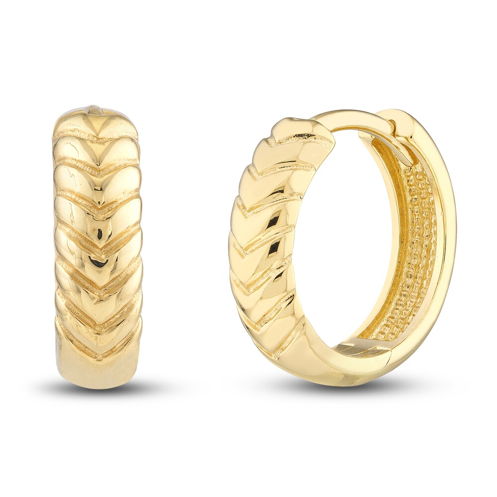 Chevron Huggie Earrings 14K Yellow Gold LgXCen62