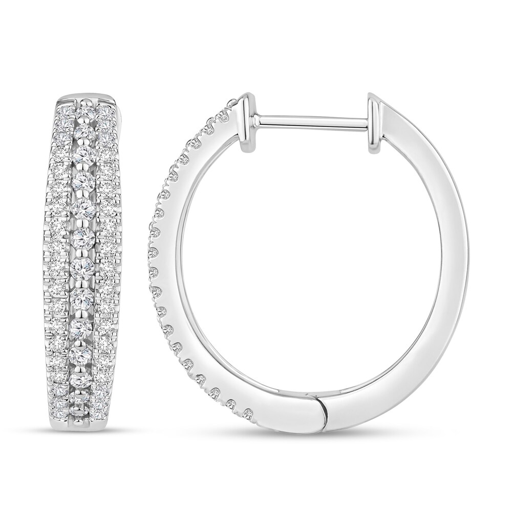 Diamond Hoop Earrings 1 ct tw Round 14K White Gold Llz4WOTU