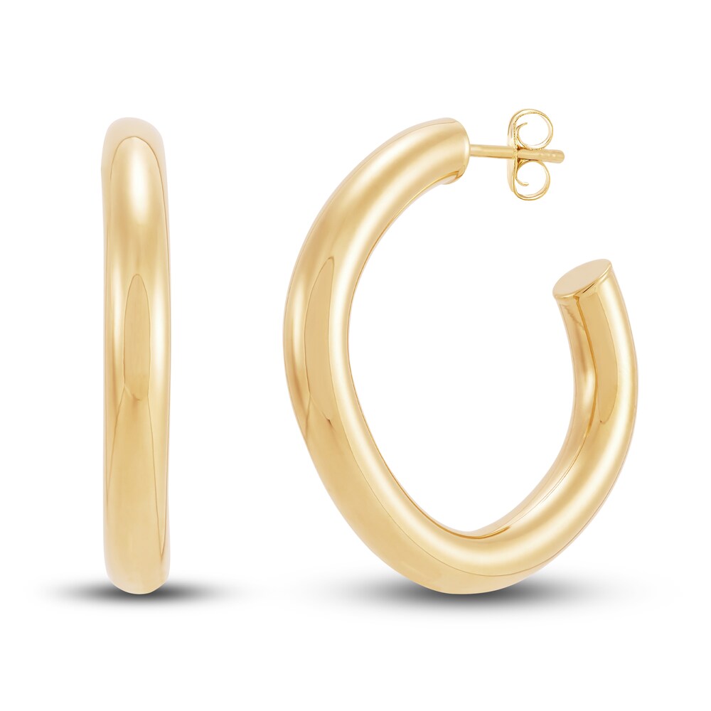 Tube Hoop Earrings 10K Yellow Gold 20mm Lo0U1Llu [Lo0U1Llu]