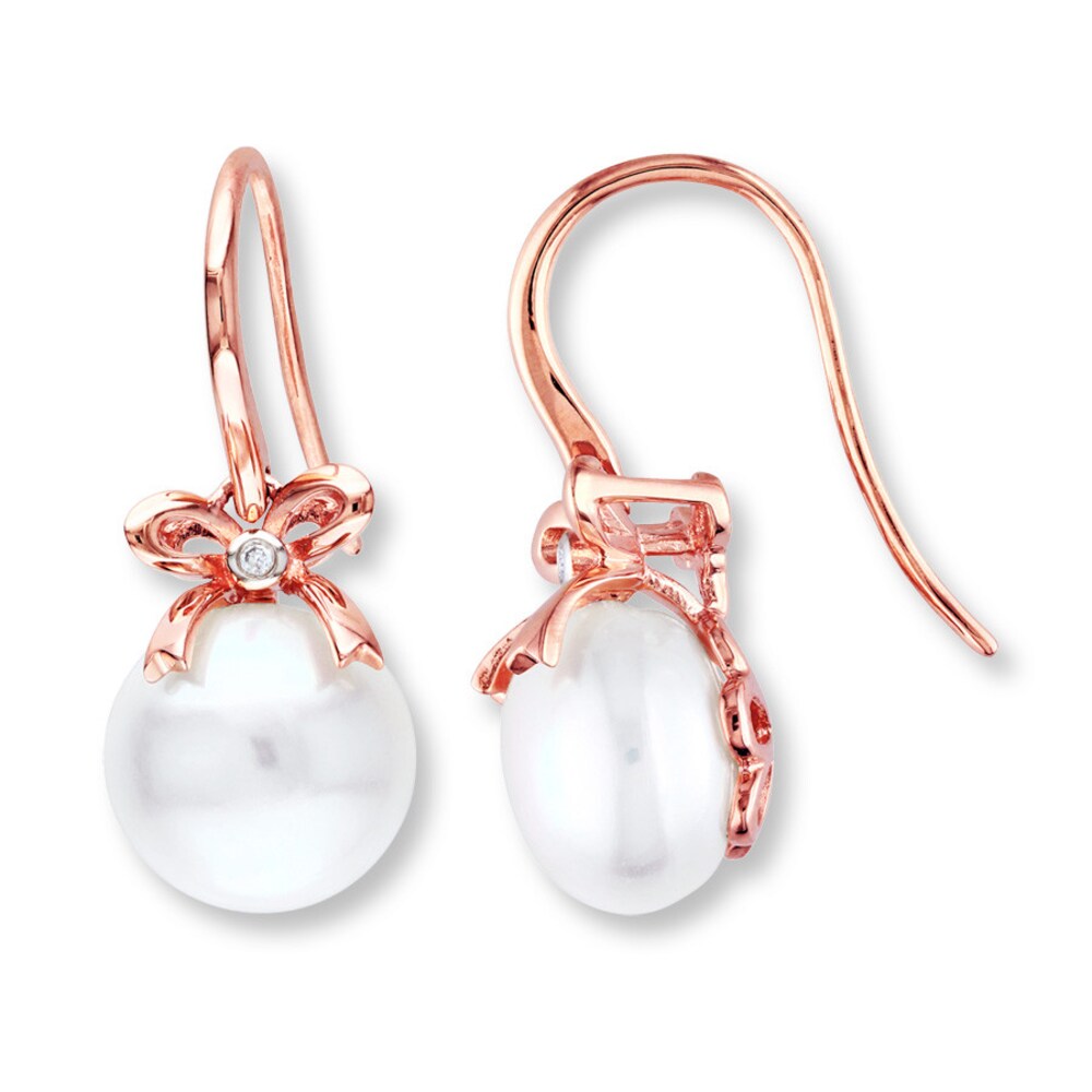 Cultured Pearl Earrings Diamond Accents 10K Rose Gold LoGceiy7