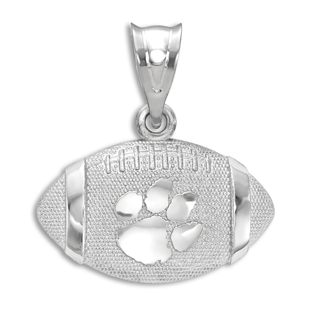 Clemson University Football Necklace Charm Sterling Silver LpGAIWHT