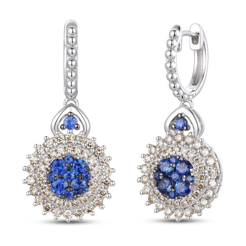 Le Vian Natural Blue Sapphire Hoop Earrings 7/8 ct tw Diamonds 14K Vanilla Gold LqwkcAMZ