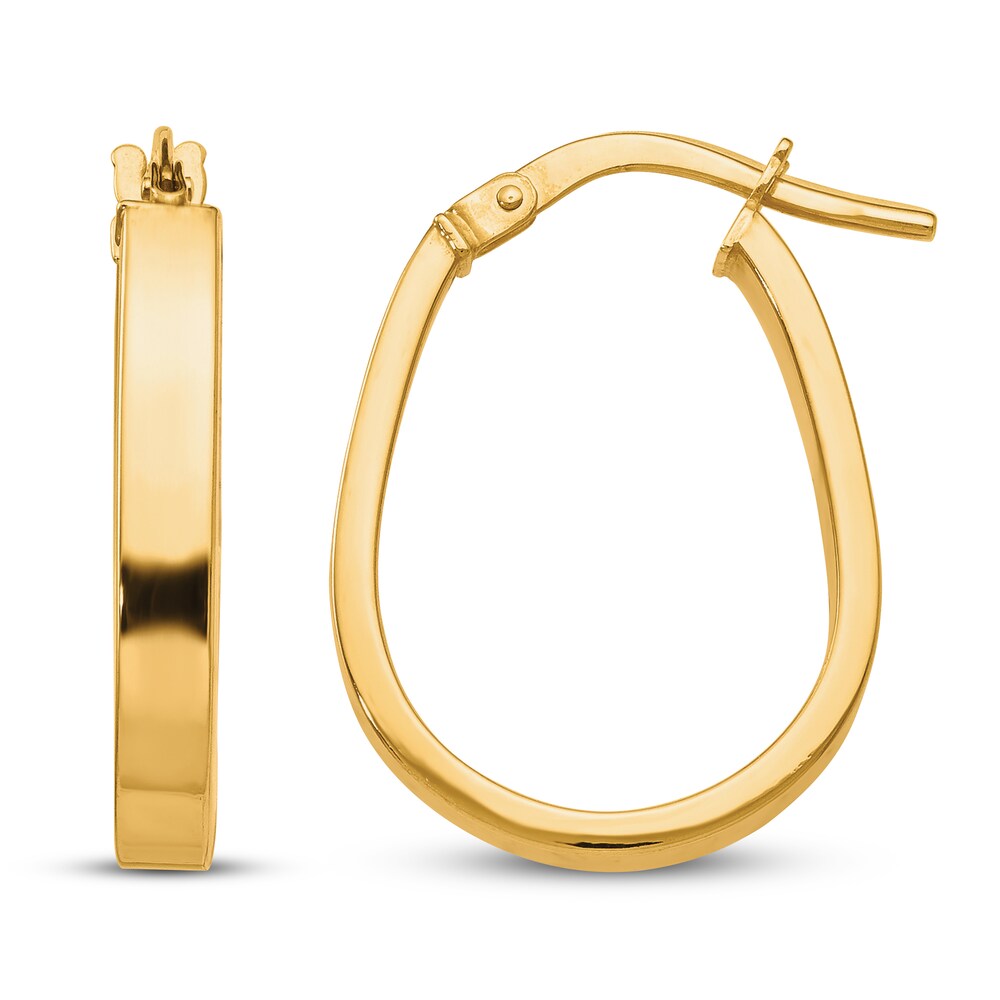 U-Shape Hoop Earrings 14K Yellow Gold Lrn88GaV