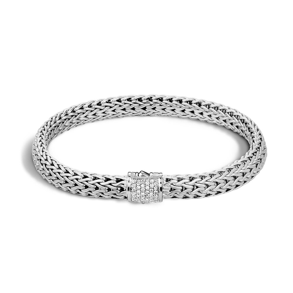 John Hardy Classic Chain 6.5MM Bracelet in Silver with Diamonds, Large LwgVK5vt