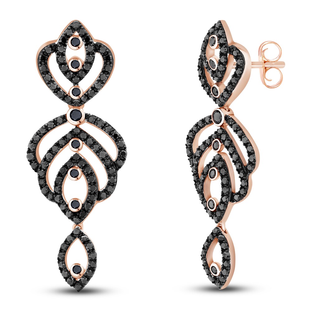 Pnina Tornai Black Diamond Drop Earrings 1-1/3 ct tw Round 10K Rose Gold Lx9t9zY9