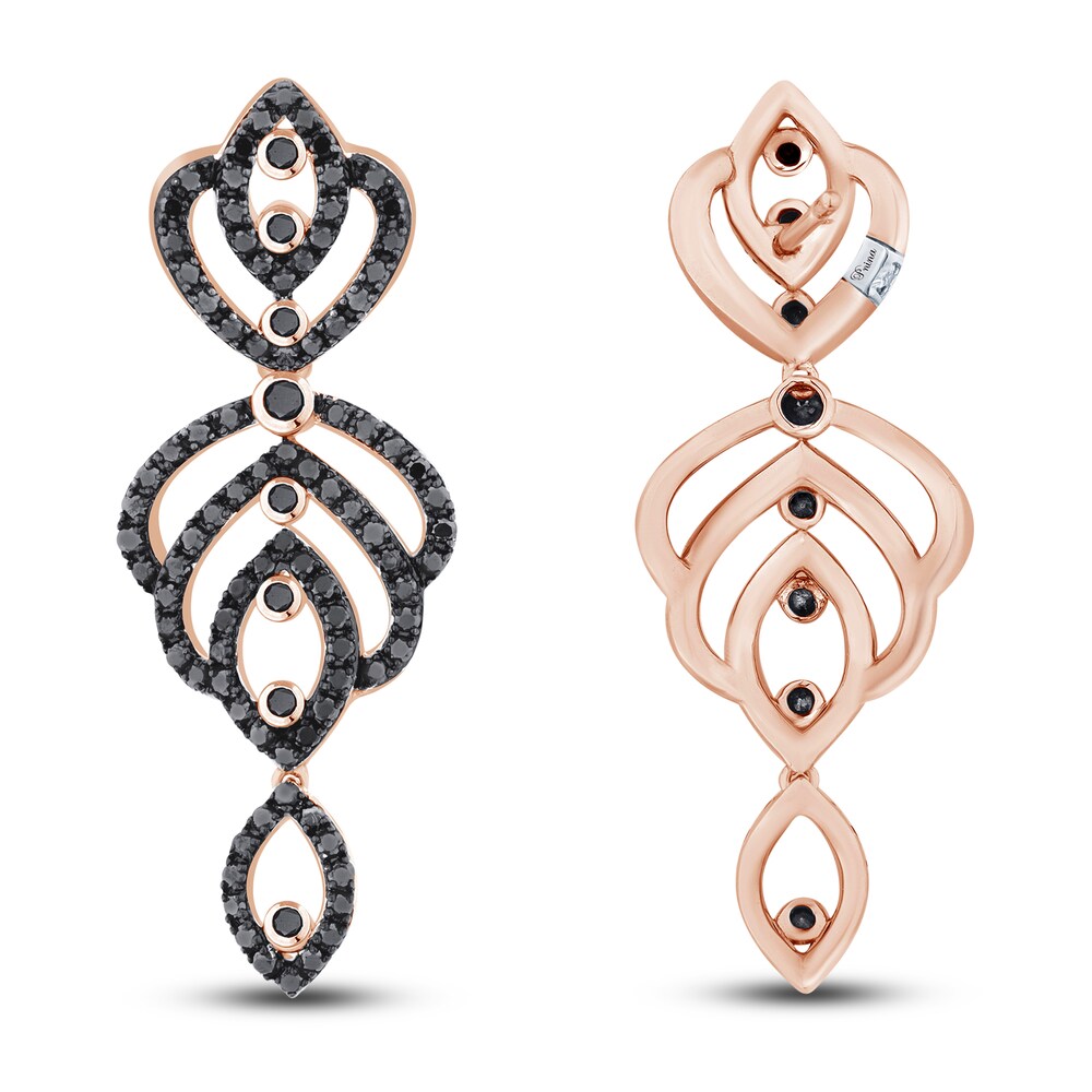 Pnina Tornai Black Diamond Drop Earrings 1-1/3 ct tw Round 10K Rose Gold Lx9t9zY9