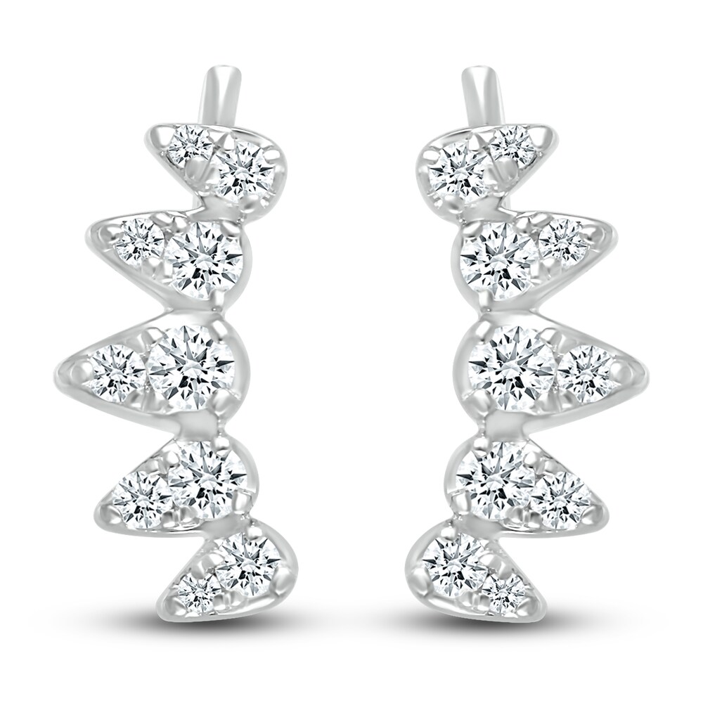 Diamond Climber Earrings 1/3 ct tw Round 10K White Gold LxByW5OT