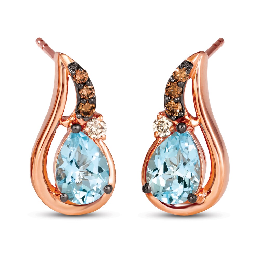 Le Vian Natural Blue Topaz Earrings 1/6 ct tw Diamonds 14K Strawberry Gold M4sWgs9I