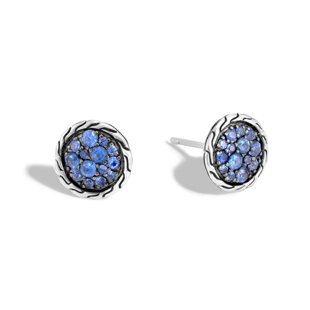 John Hardy Classic Chain Stud Earrings Blue Sapphire Sterling Silver MCy9IBY8