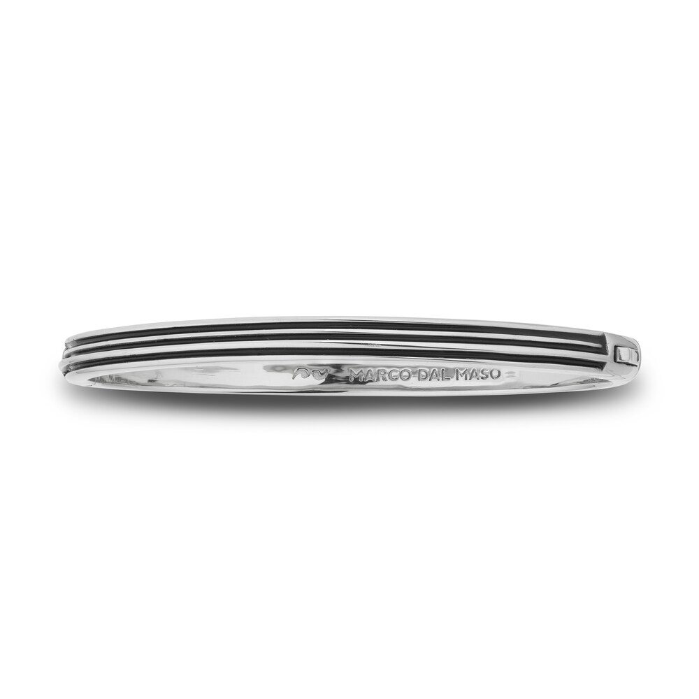 Marco Dal Maso Men\'s Acies Thin Bangle Bracelet Black Enamel Sterling Silver 7\" MDHkcw3s