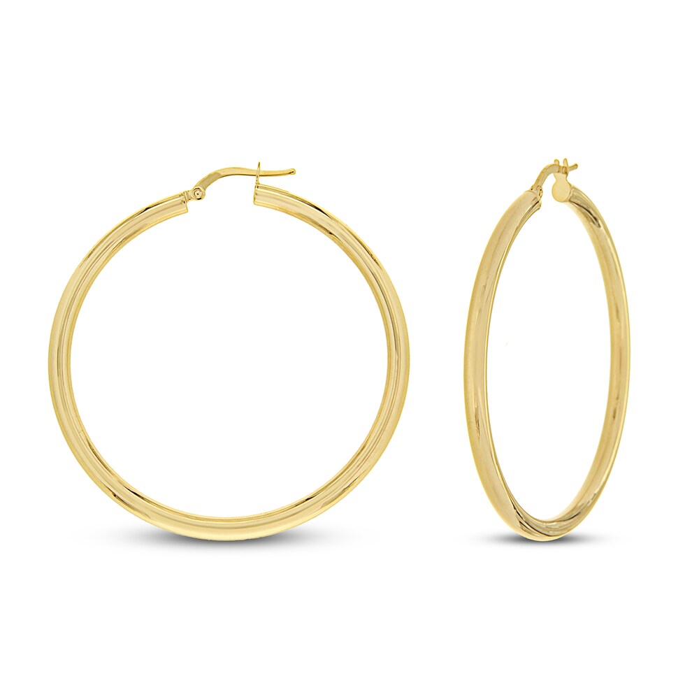 High Polish Hoop Earrings 14K Yellow Gold MEuXd5Qr