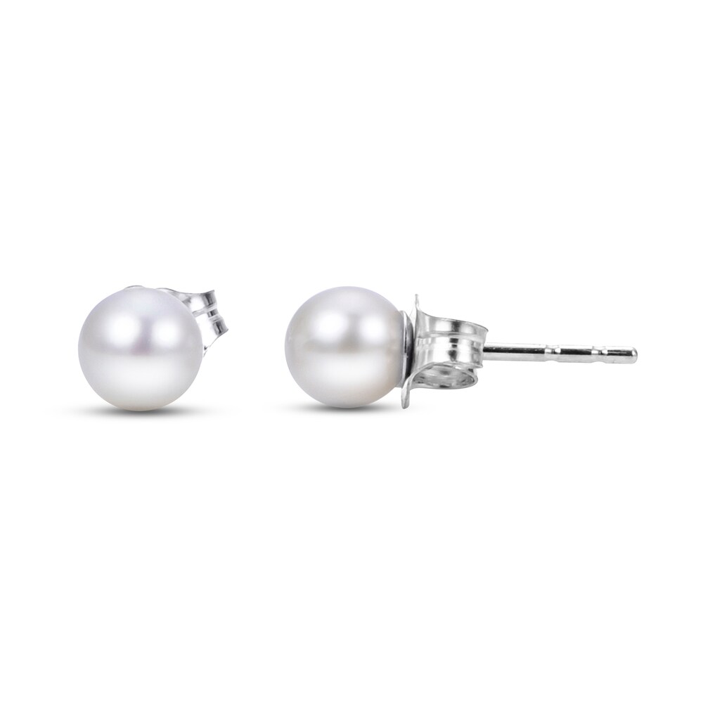 Cultured Akoya Pearl Stud Earrings 14K White Gold MEy34vA0