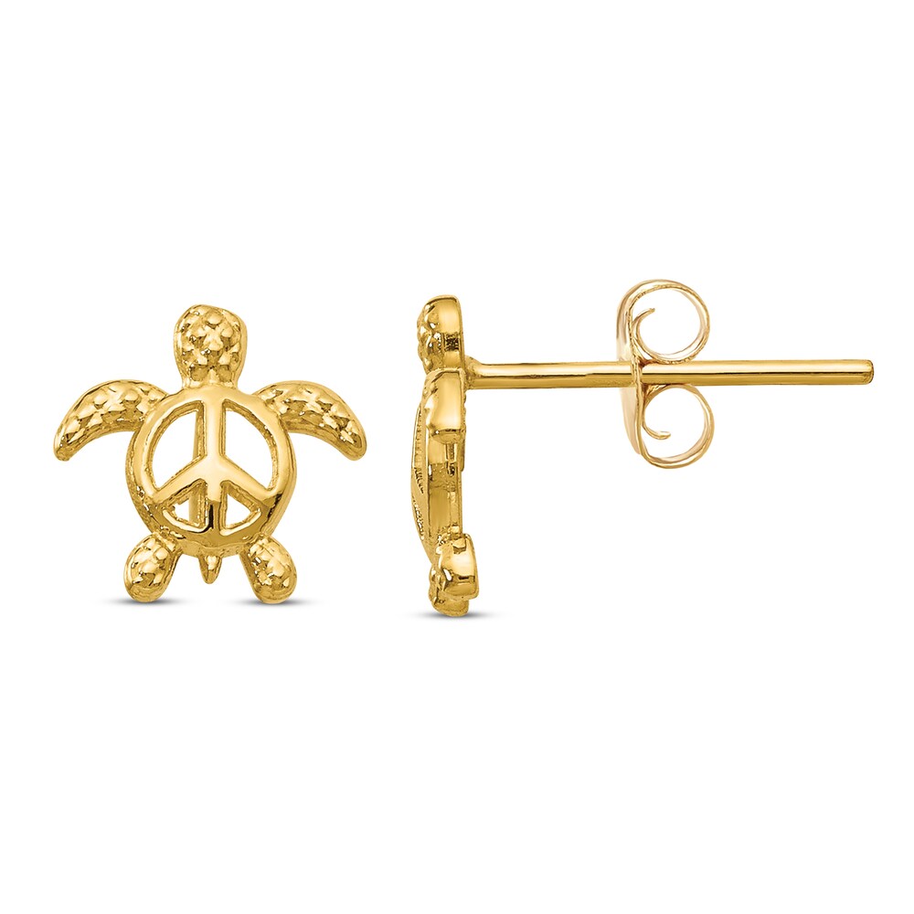 Turtle Stud Earrings 14K Yellow Gold MIzeS04e