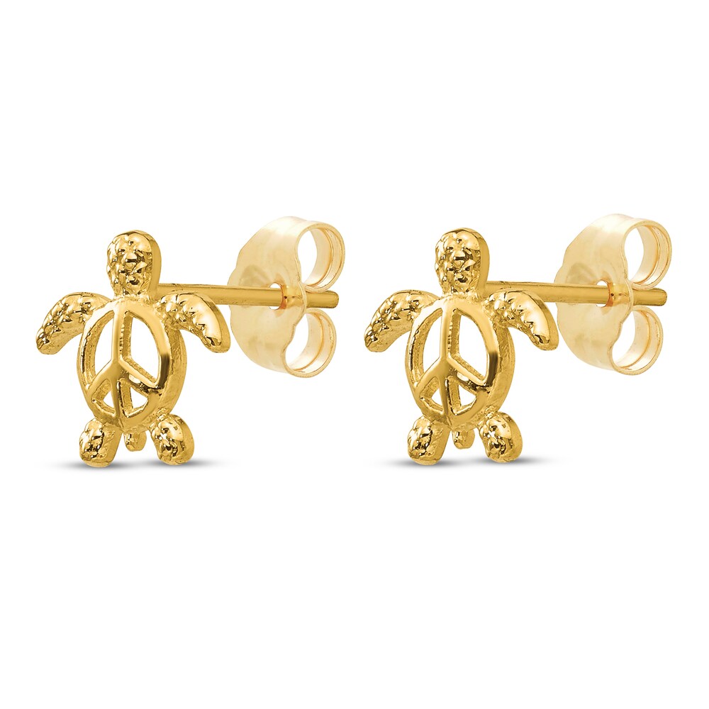 Turtle Stud Earrings 14K Yellow Gold MIzeS04e