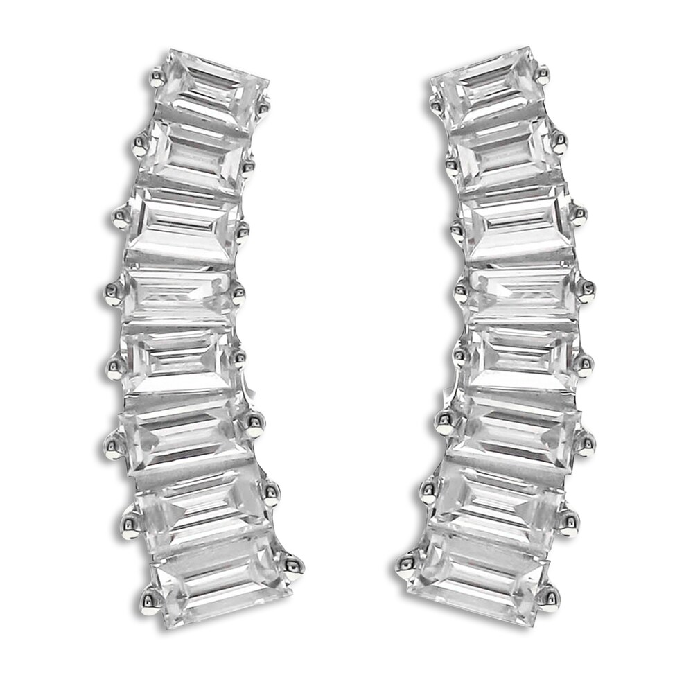 Diamond Curve Earrings 3/8 ct tw Baguette 14K White Gold MLkZjd02