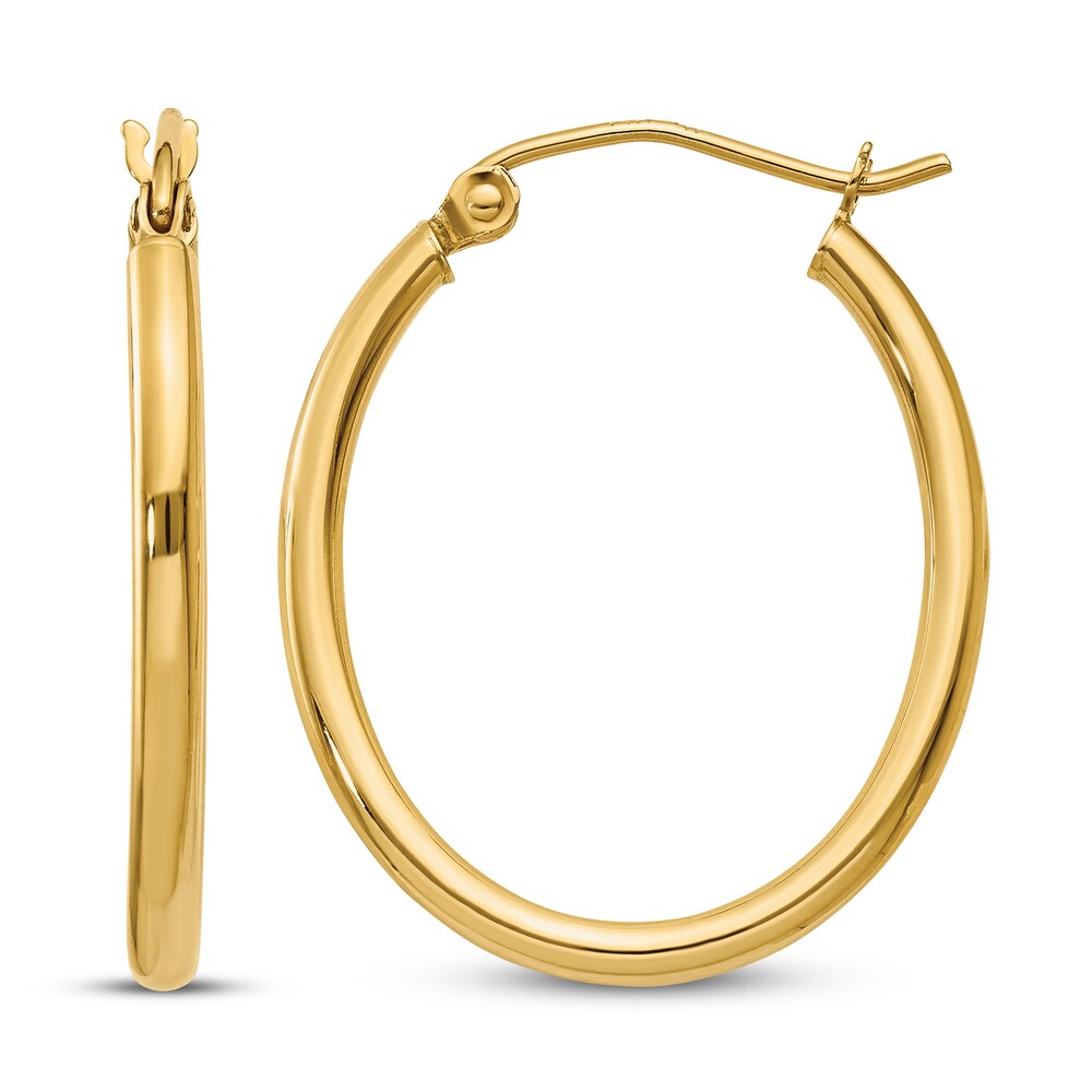 Polished Oval Hoop Earrings 14K Yellow Gold MMj3ueYn