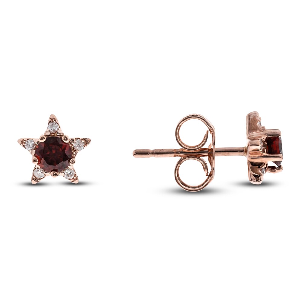 Natural Garnet Earrings 1/20 ct tw Diamonds 14K Rose Gold MQ650M4f