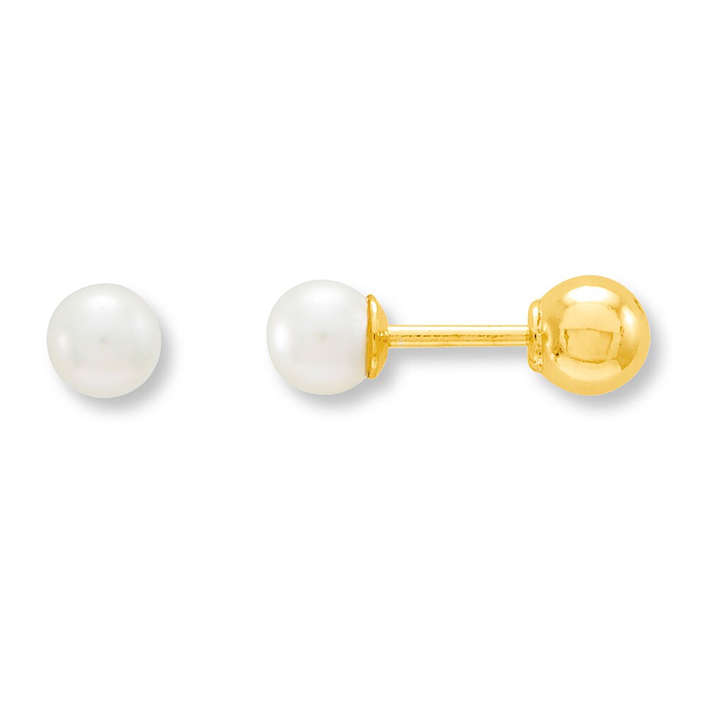 Cultured Pearl Earrings Reversible 14K Yellow Gold MSgk2z0X