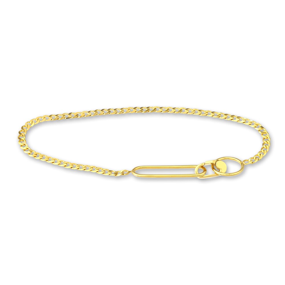 Curb/Paperclip Bracelet 14K Yellow Gold 6" MUQpjYrW