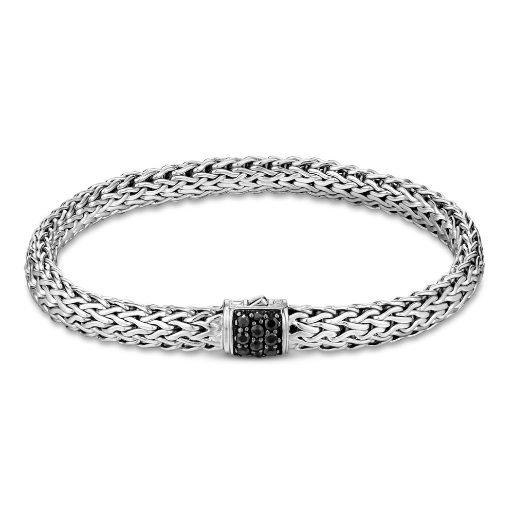 John Hardy Classic Chain Bracelet Black Sapphire Sterling Silver 6.5" MUixLaJi
