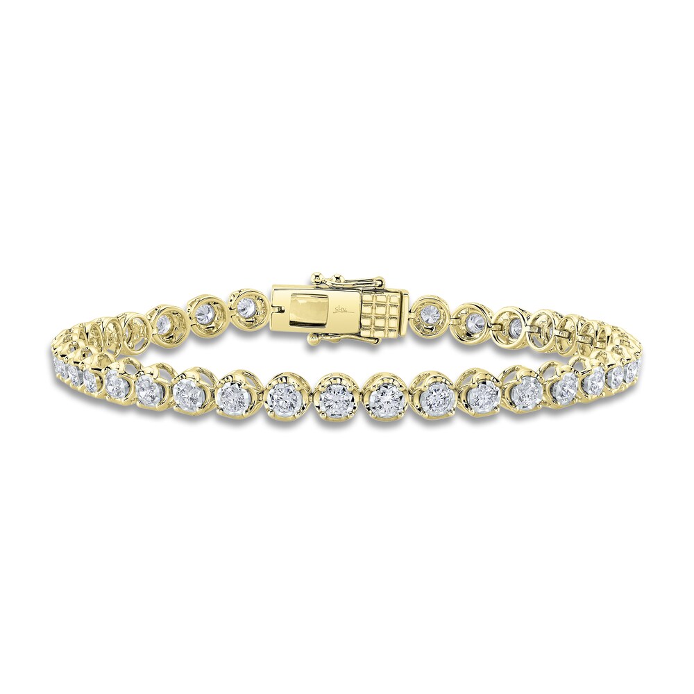 Shy Creation Diamond Tennis Bracelet 2 ct tw Round 14K Yellow Gold 7" SC55023905 MXLyKaeF