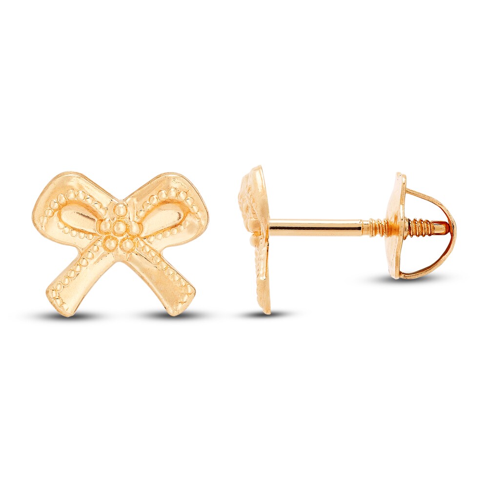 Children\'s Tiny Bow Stud Earrings 14K Yellow Gold Ma15EYm5