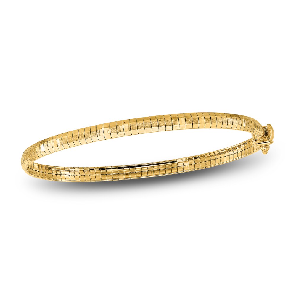 Diamond-Cut Satin Hinged Bangle Bracelet 14K Yellow Gold 7.5" MatBnLGk