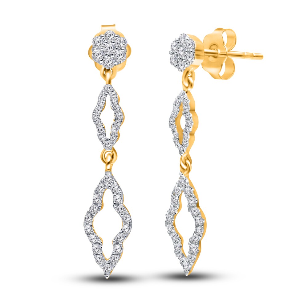 Kallati Diamond Drop Earrings 1/2 ct tw Round 14K Yellow Gold 18\" McsLB16x