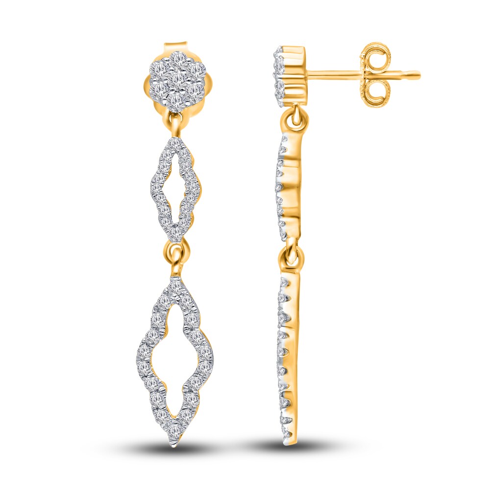 Kallati Diamond Drop Earrings 1/2 ct tw Round 14K Yellow Gold 18\" McsLB16x