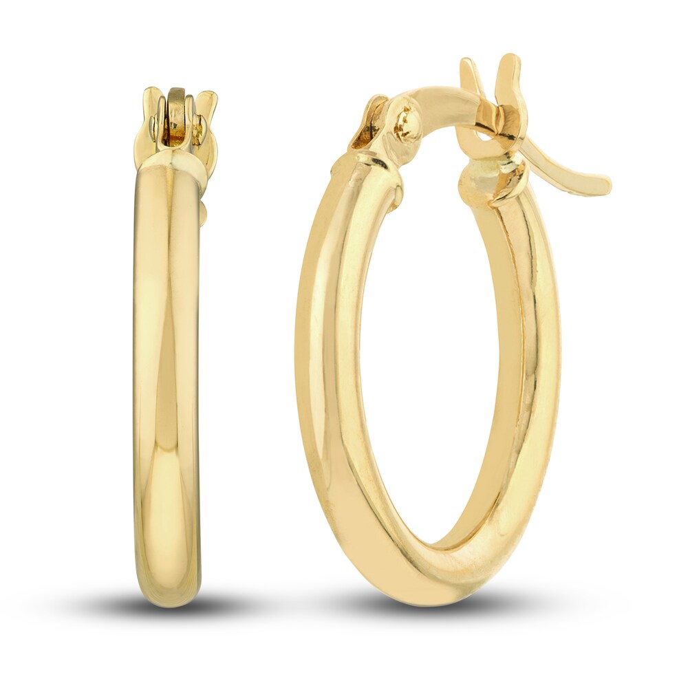 Polished Hoop Earrings 14K Yellow Gold 15mm MkIULacm