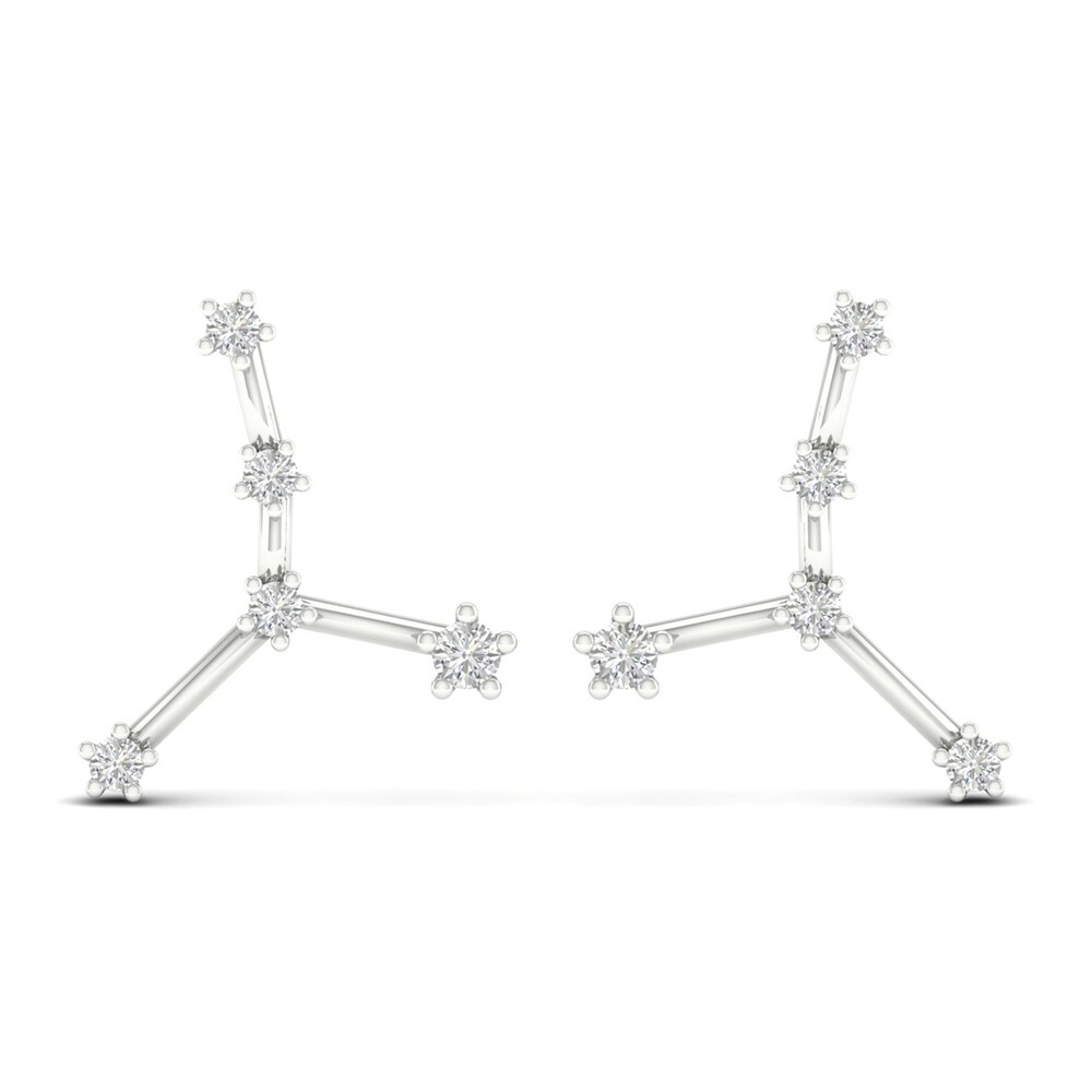 Diamond Cancer Constellation Earrings 1/8 ct tw Round 14K White Gold MkQlGGj3