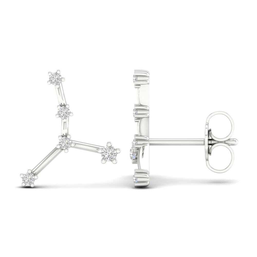 Diamond Cancer Constellation Earrings 1/8 ct tw Round 14K White Gold MkQlGGj3