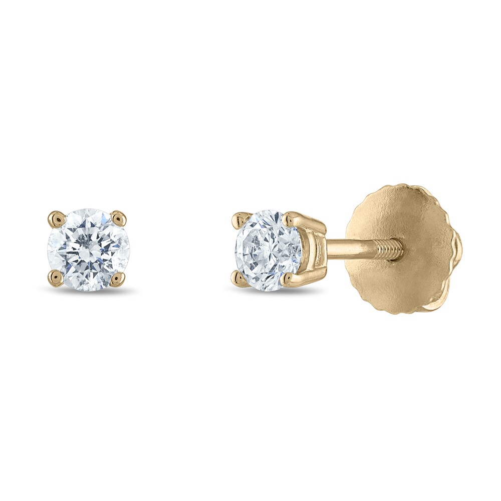 Diamond Solitaire Stud Earrings 1/4 ct tw Round 14K Yellow Gold (I1/I) Ms61mbWi [Ms61mbWi]