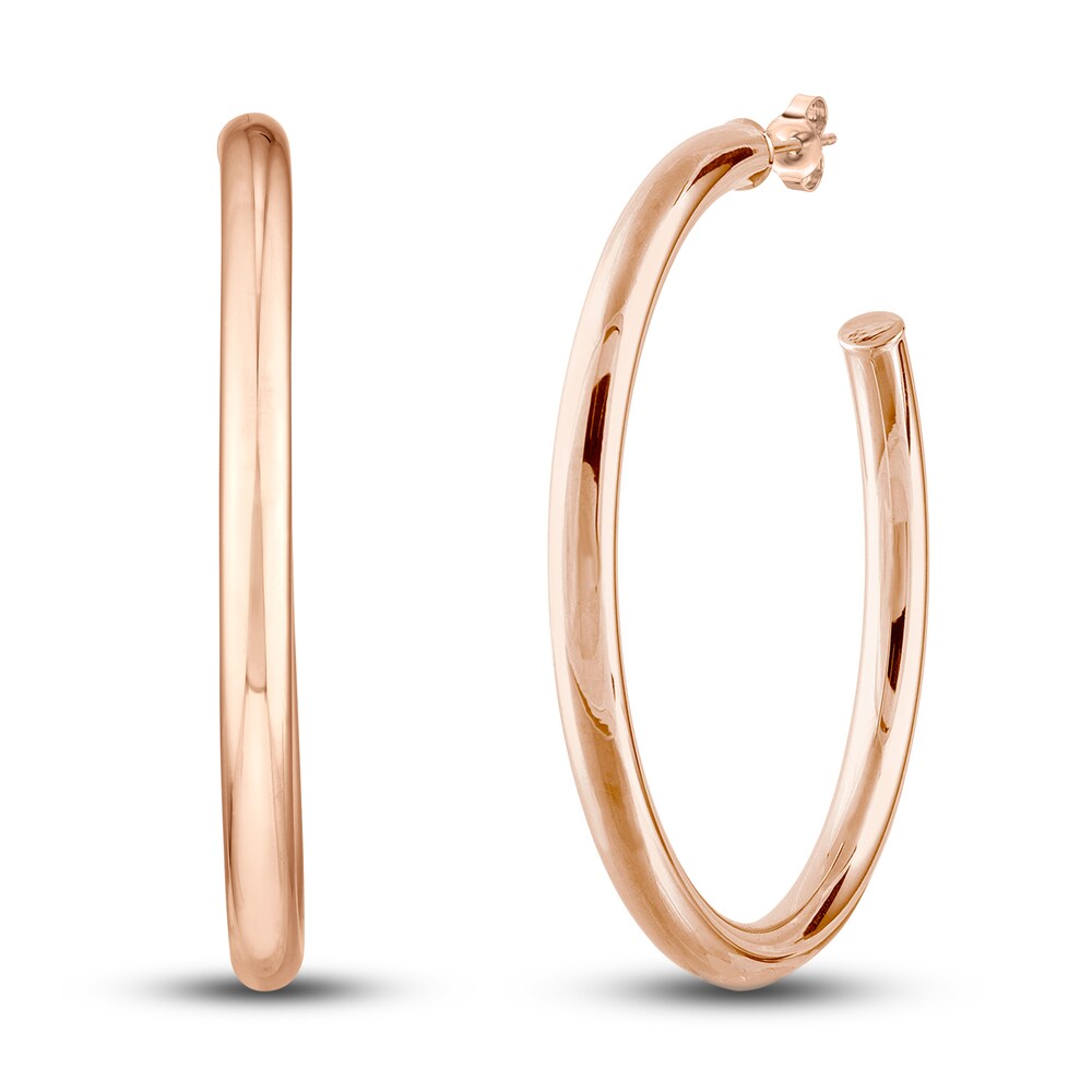 Polished Hoop Earrings 14K Rose Gold 50mm MwLDiw7a