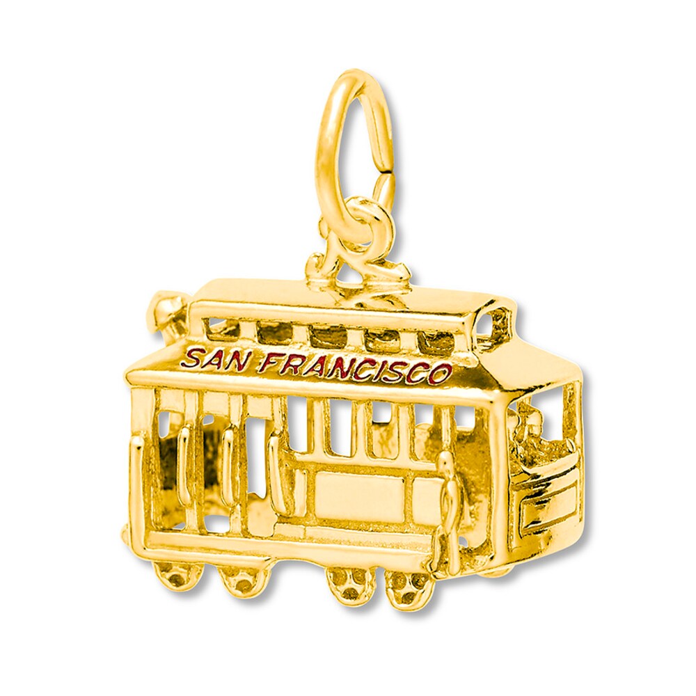 San Francisco Cable Car Red Enamel 14K Yellow Gold Charm MwXDdlV5 [MwXDdlV5]