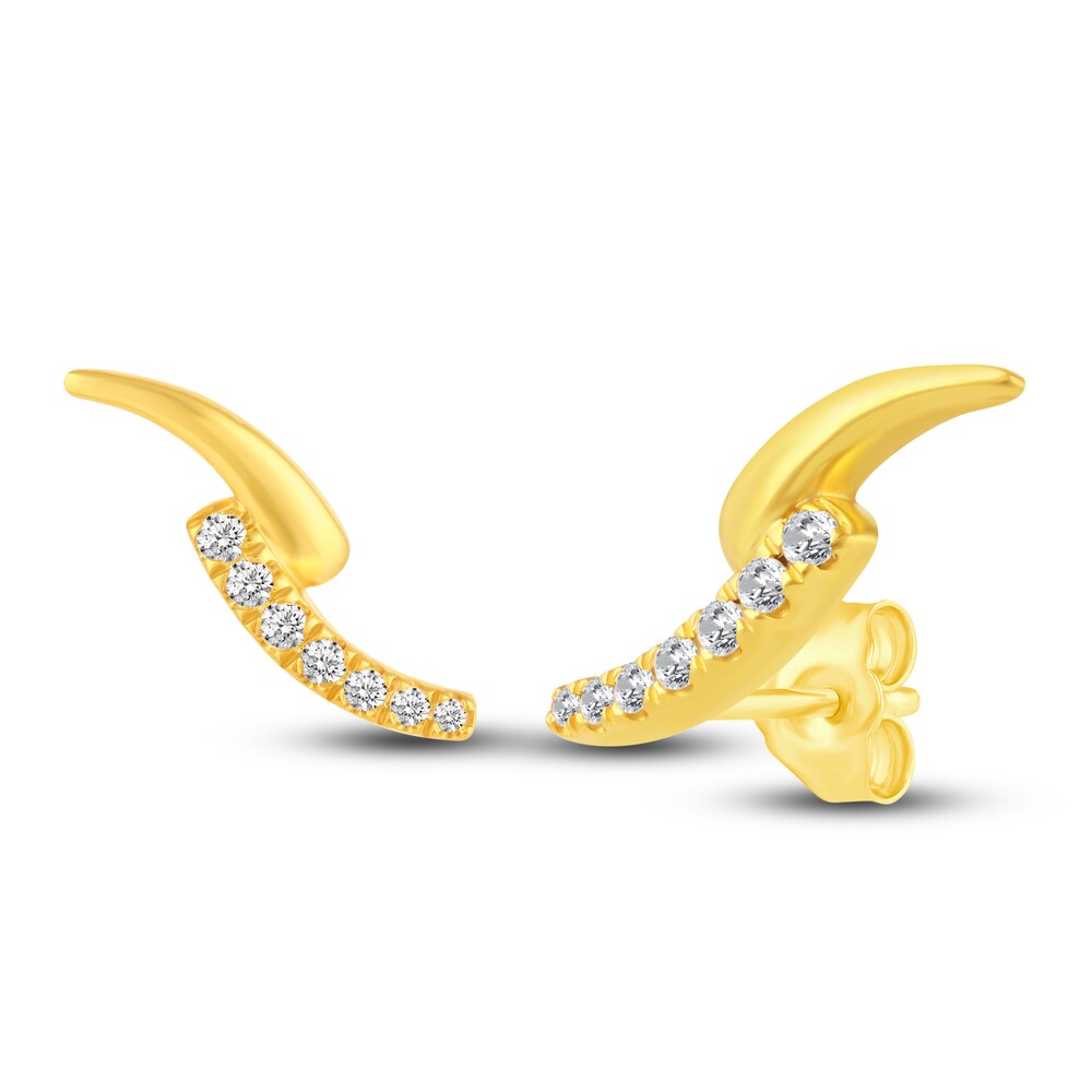 Diamond Zig-Zag Stud Earrings 1/5 ct tw Round 14K Yellow Gold N4CYGdEU