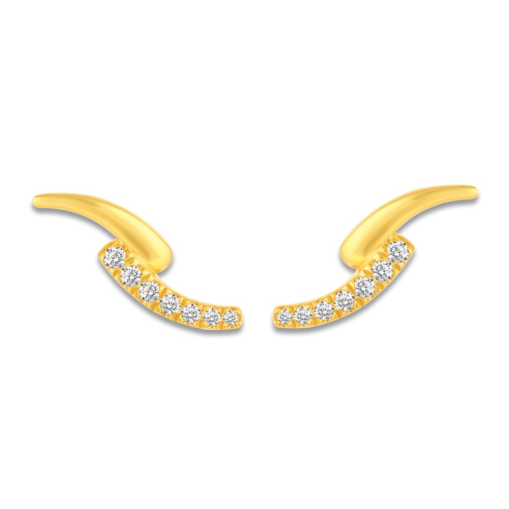 Diamond Zig-Zag Stud Earrings 1/5 ct tw Round 14K Yellow Gold N4CYGdEU