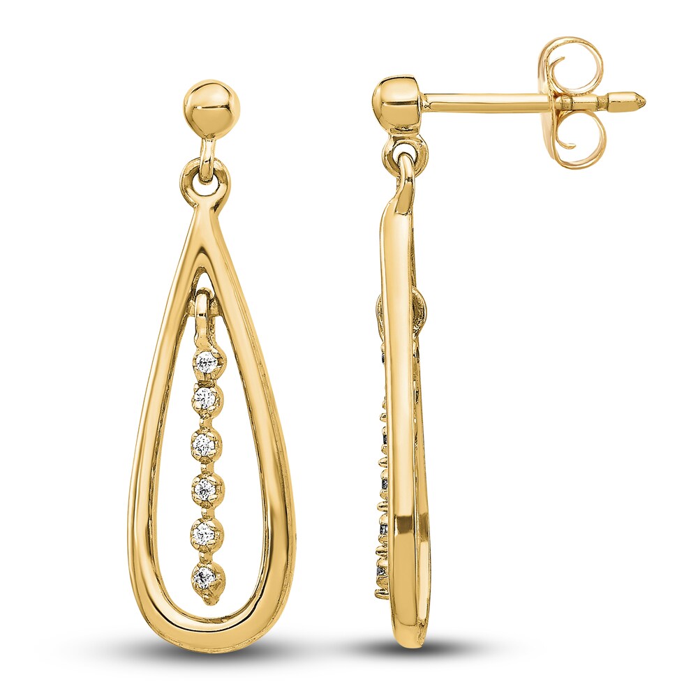 Diamond Teardrop Dangle Earrings 1/20 ct tw Round 14K Yellow Gold N60G08KQ