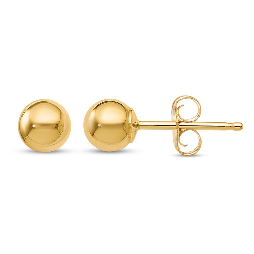 Ball Stud Earrings 14K Yellow Gold 4mm NEgPkFWR