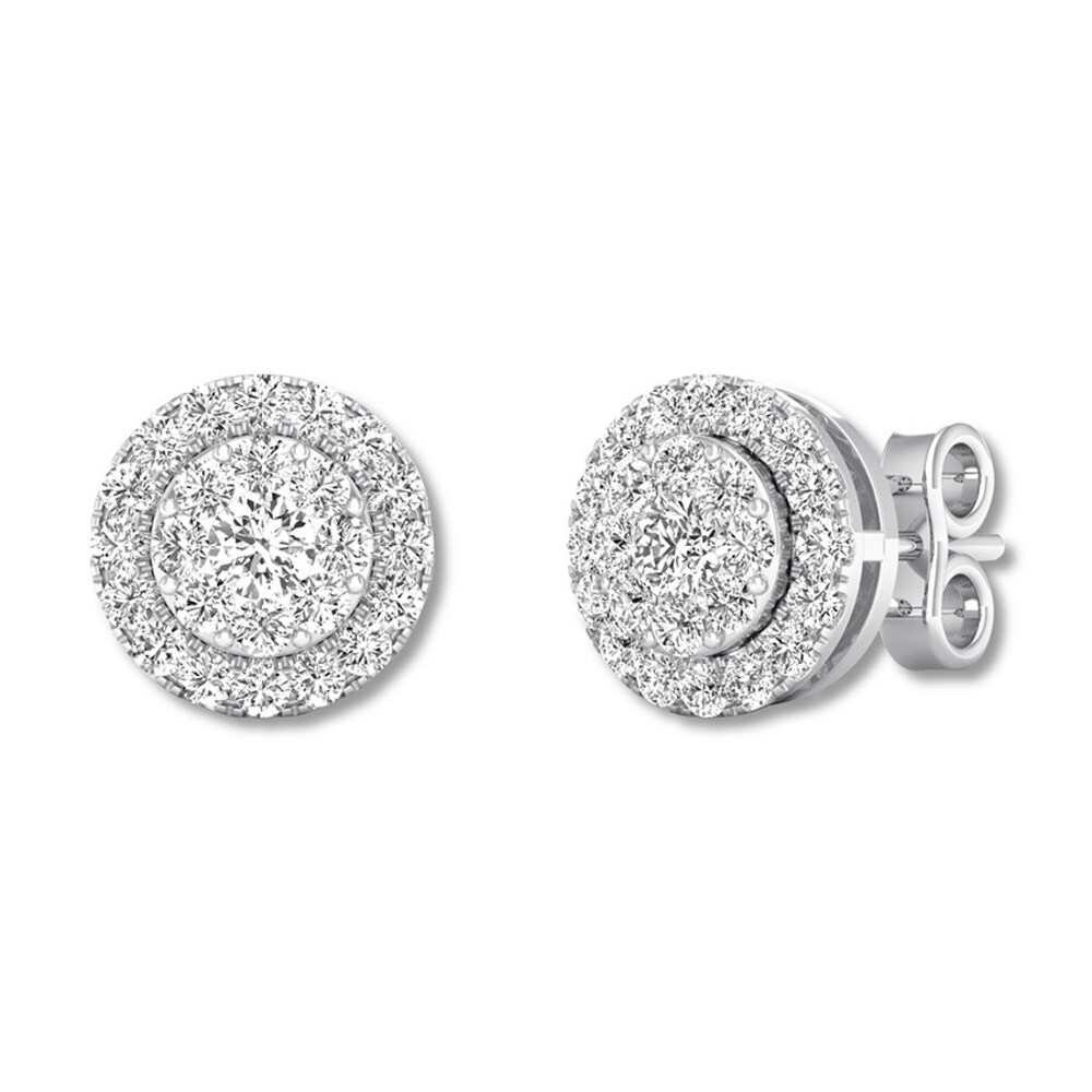 Diamond Stud Earrings 1/2 carat tw Round 10K White Gold NLgTE718