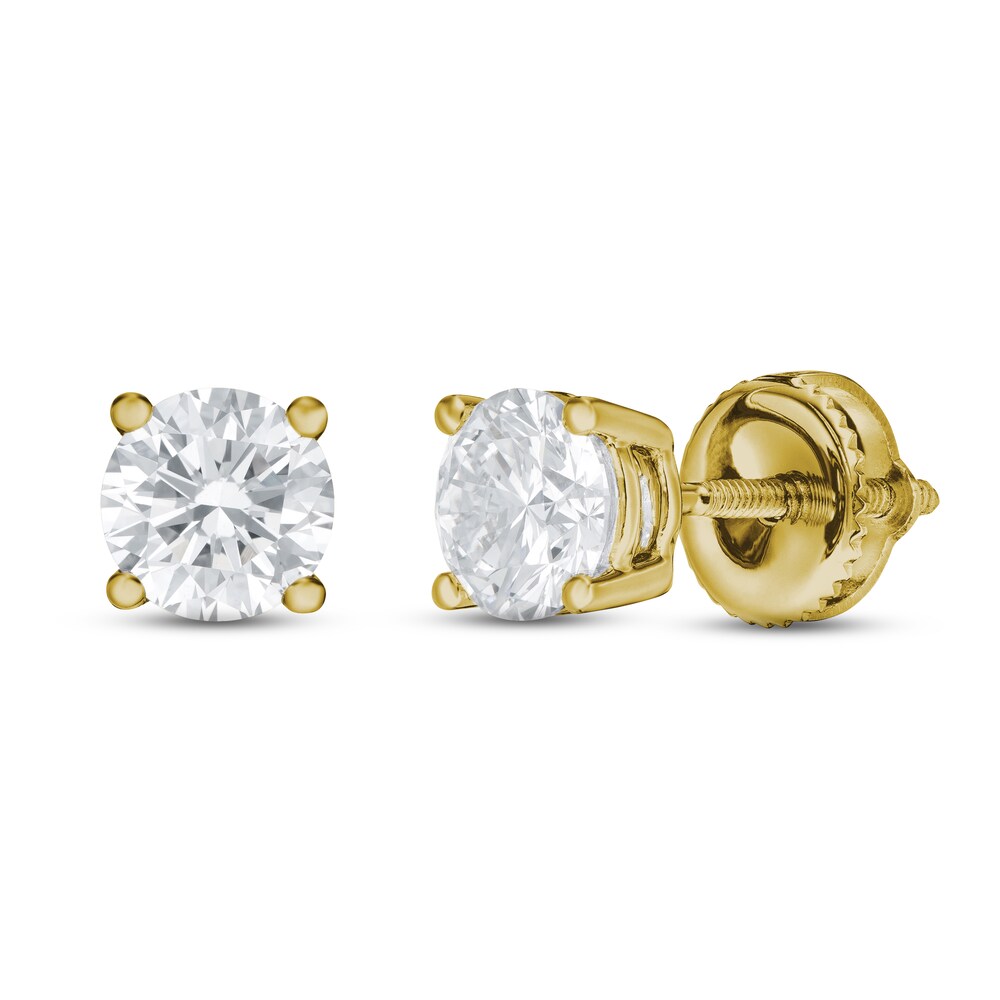 Lab-Created Diamond Solitaire Stud Earrings 3/4 ct tw Round 14K Yellow Gold (SI2/F) NOCOi4lh