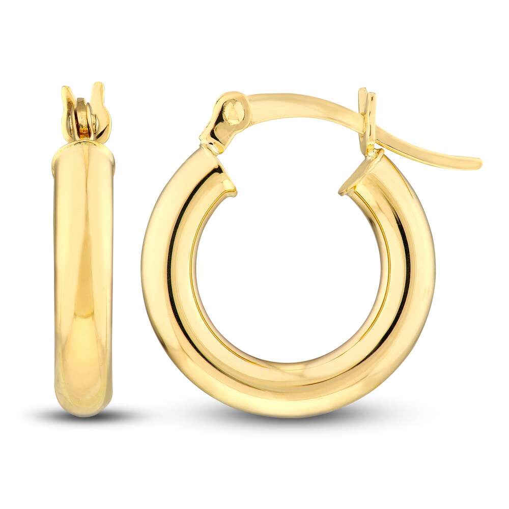 Polished Hoop Earrings 14K Yellow Gold 15mm NVqwDjgy