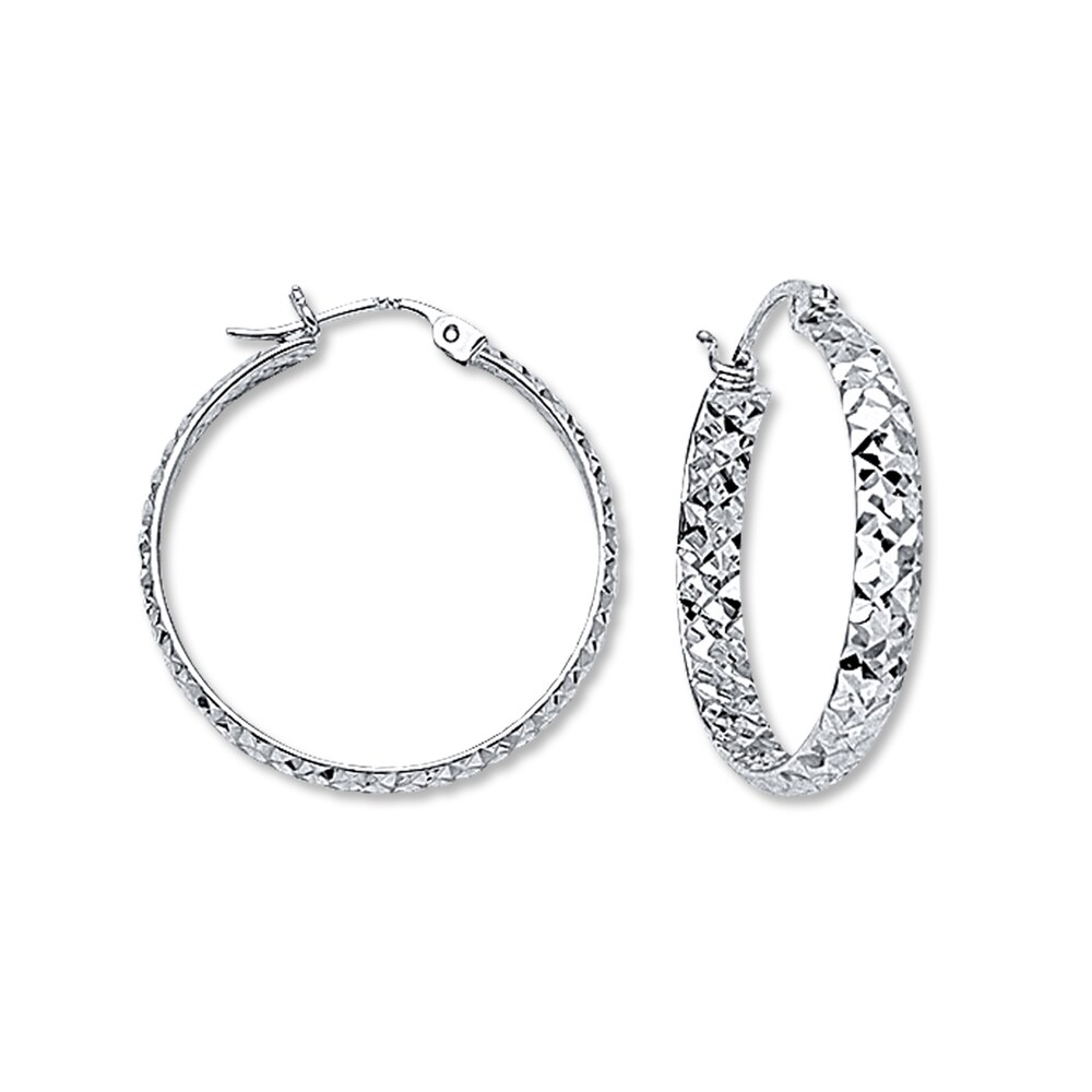 Hoop Earrings 14K White Gold 25mm NVtw8bra