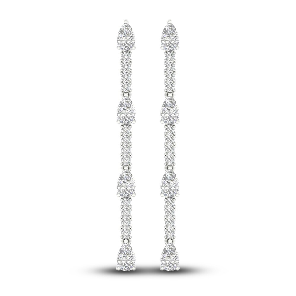 Lab-Created Diamond Drop Earrings 2 ct tw Pear/Round 14K White Gold NWFWAPpV