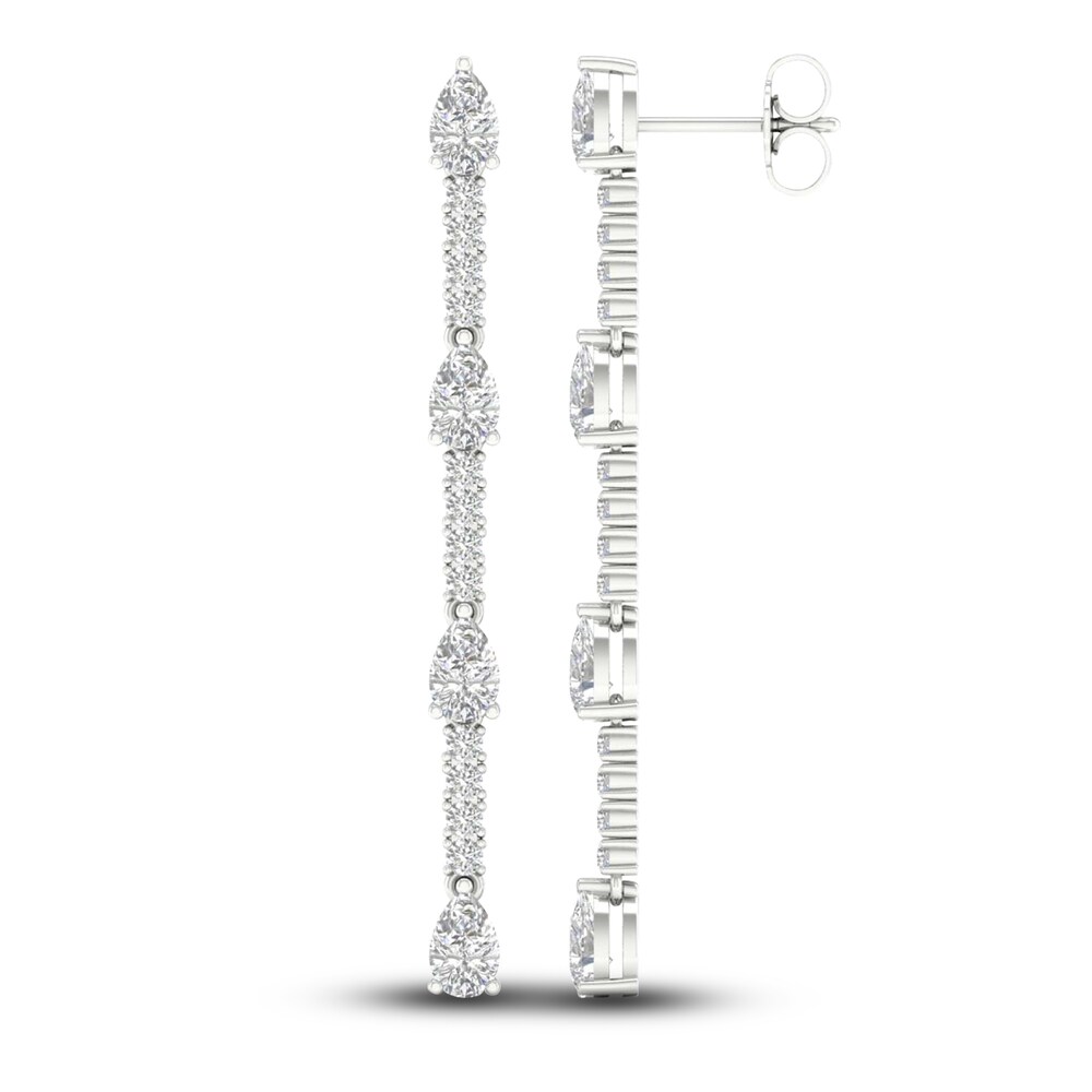 Lab-Created Diamond Drop Earrings 2 ct tw Pear/Round 14K White Gold NWFWAPpV